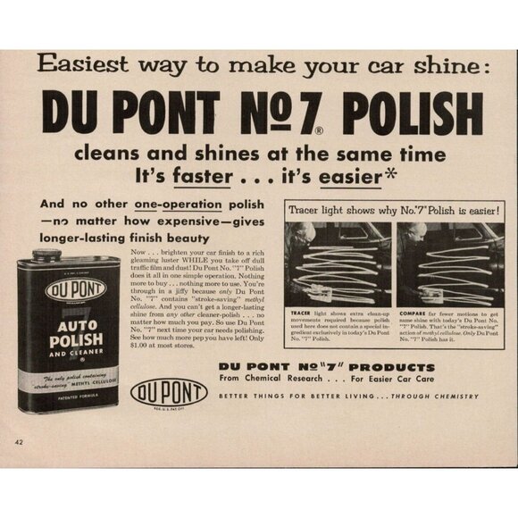 1954 Du Pont No 7 Auto Polish Vintage Print Ad (L5) - Picture 3 of 3